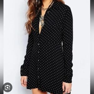 Free People This Town Black & Whitr  Polka Dot Dress Size Large